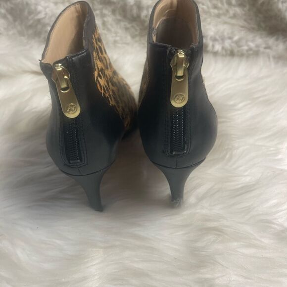 Adrienne Vittadini leather calf hair Chita print ankle boots black trim SZ7.5M - Picture 7 of 15